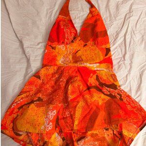VINTAGE 1970s Tiki Hawaiian Halter One Piece Swimsuit Size Small/ Medium